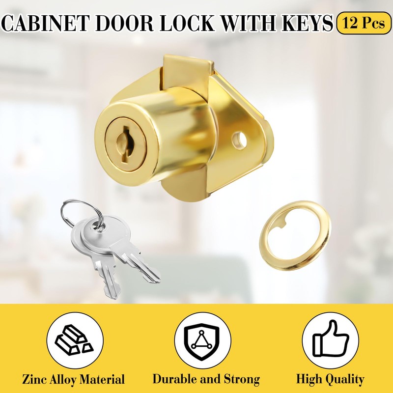 Yaocom 12 Set Cabinet Locks with Keys Fits 7/8 Inch