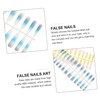 FOMIYES 144pcs Long Fake Nails Rainbow Gradient Shimmer T-shape False