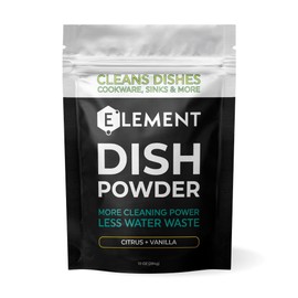 ELEMENT Dish Powder | Grease-Fighting Dish Soap | No Harsh Chemicals, Liquidless, Plastic-Free | Plant-Based Pouch (10 OZ Pouch, Citrus + Vanilla)