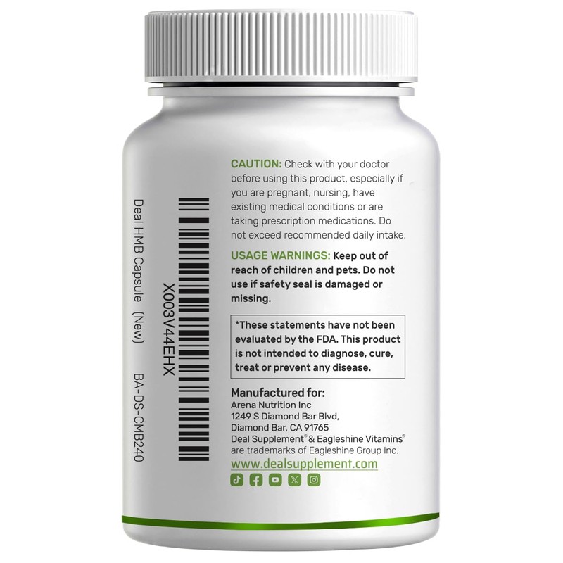 Ultra Strength HMB Supplements 3,000mg Per Serving, 240 Capsules |