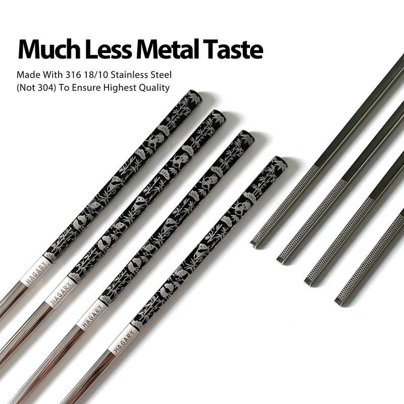 Hagary Panda Black Chopsticks Metal Chopsticks Reusable Designed In Korea