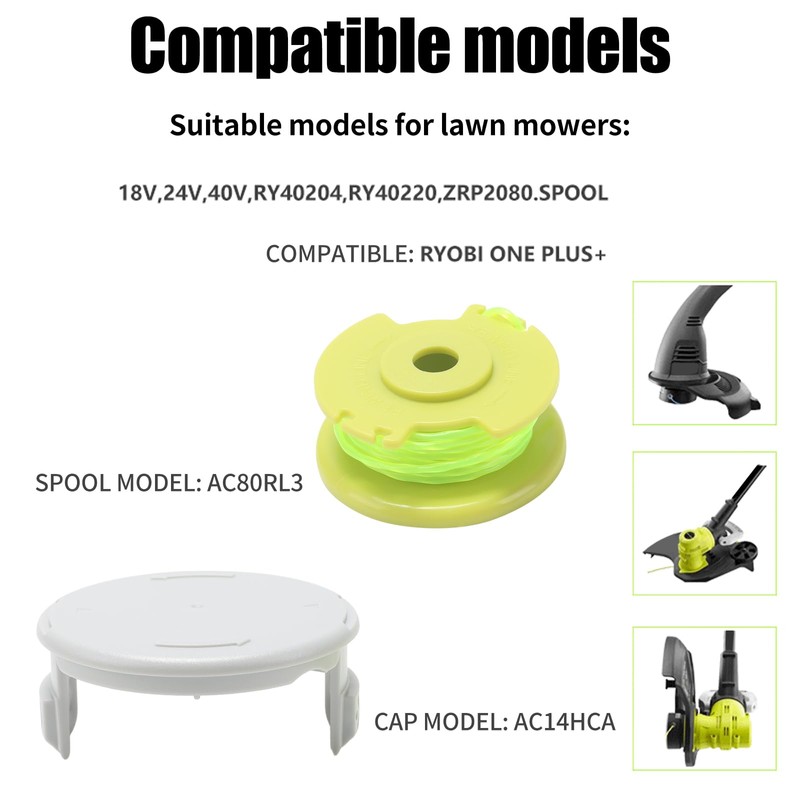 COEWUR Pack of 4 replacement thread spool with trimmer cover,