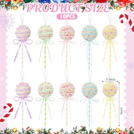 Sosation 10 Pcs Candy Christmas Tree Ornaments 2025 Pastel Christmas Tree Decoration 10.6 Inch Lollipops Ornaments Pastel Color Dessert Pendant Decoration Hanging Crafts for Home Xmas Party Decor