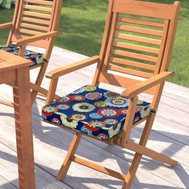 Magpie Fabrics Patio Square Chair Cushions 18"x18"x2.5" with Ties, 2 Pack, Waterproof Weather Resistant Outdoor Universal Corner Seat Cushion, for Garden Dining Office(Heronsbill Navy)