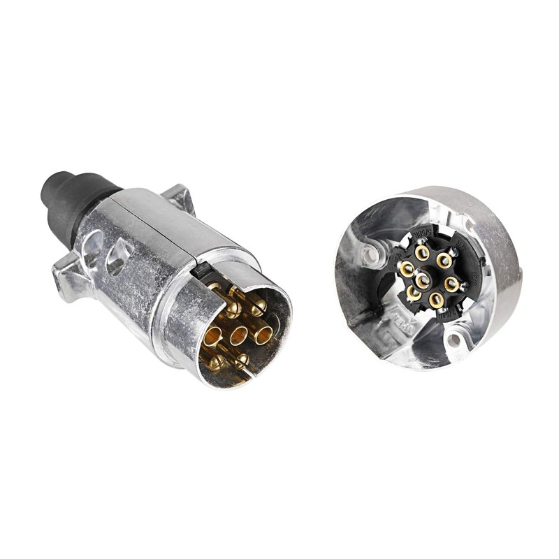 BEIJISTAR Trailer Plug & Trailer Socket, 7-Pin Metal with Rubber
