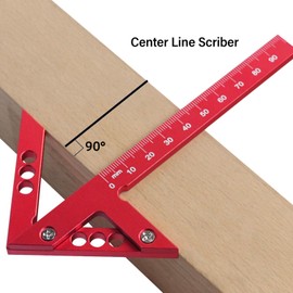 Center Scribe Gauge, Aluminum Alloy Center Scribe Measuring Tool, 45 Degree Angle Marker, Circle Center Finder, Woodworking Line Caliber Gauge, Marking Center Finder