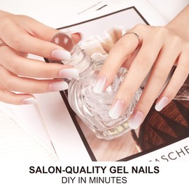 DANNI & TONI Semi Cured Gel Nail Strips Pink White Ombre (Aria) Gradient Gel Nail Stickers Gel Polish Strips 28 Stickers