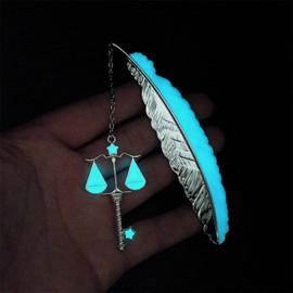 Zodiac Feather Bookmark Gifts for Women & Men, Glow in The Dark Libra Bookmark, Luminous Star Sign Constellation Horoscope Gift