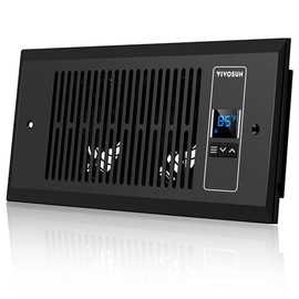 VIVOSUN Quiet Register Booster Fan, Smart Register Vent with Thermostat Control, Fits 4”×10” Register Holes, Heating Cooling AC Vent Fan, Black