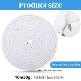 WiDream 500 g Lead Tape for Curtains, 10 m, Heavy Lead Chain, Curtain Weight, Outdoor, Smooth Hanging, Perfect Folds, for Curtains, Fabrics, Mosquito Net (50 g/M)