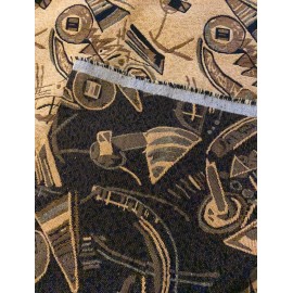 Unbranded WovenTapestry upholstery weight fabric primitive design golden tan 27" x 58"