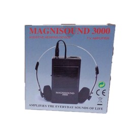 Magnisound 3000 Amplifier Device, Personal Sound/Voice Enhancer, Hearing Aid Listening Assistance Megaphone, TV/Audio Booster - with 15Ft Cable Included (Black)