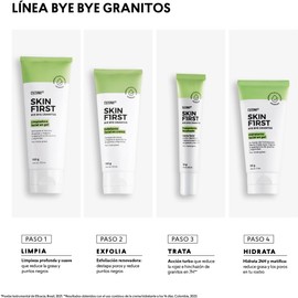 Cyzone – Exfoliante Facial Bye Bye Granitos Skin First 50 ml, Exfoliación Suave, Destapa Poros, Reduce Puntos Negros, Controla Grasa y Brillo, Gel Vegano y Dermatológicamente Probado