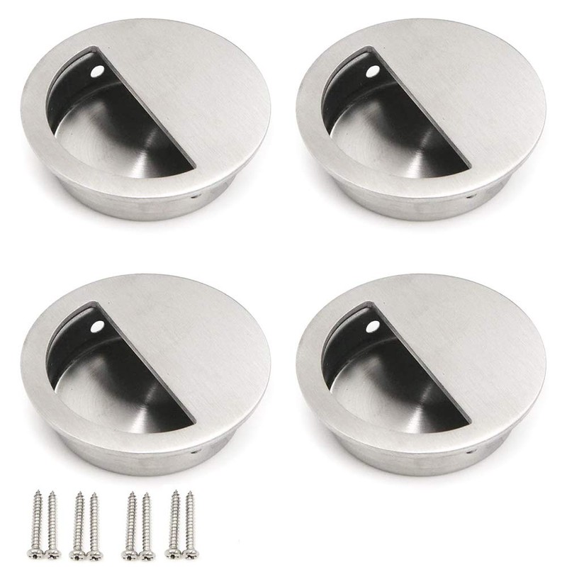 Bestgle 4 Packs Recessed Sliding Door Pull Handles, 60mm Stainless