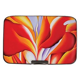 Monarque Armored Wallet Credit Card Case with RFID Data Theft Protection (O'Keefe - Red Canna)