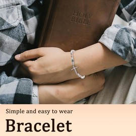Christian Gifts for Women Bracelet Faith Prayer Religious Catholic Gifts for Her Rosary Bead Cross Bracelet First Holy Communion Baptism Confirmation Gift Ideas God Daughter Birthday Christmas Gift