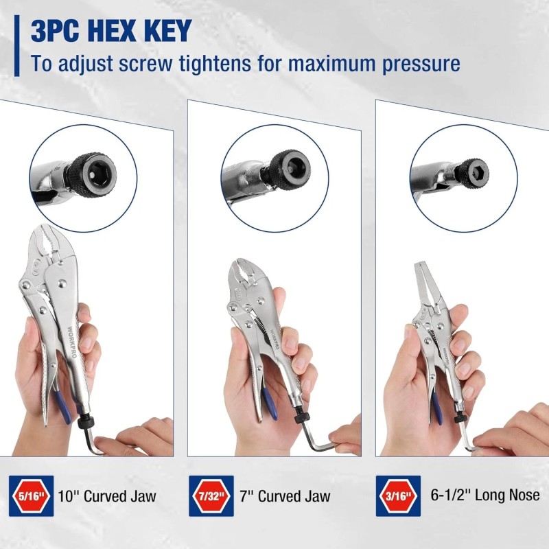 WORKPRO 3-Piece Plier Set - Long Nose, Curved Jaw, Fast