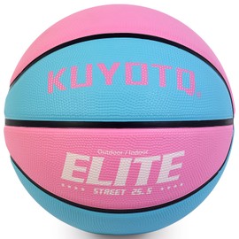 KUYOTQ Kids Toddler Size 4 Basketball 25.5" Thickened Rubber Small Basketball Soft Touch in & Outdoor Mini Basketball for Boys Girls Age 4-8 Basketball Gifts (Deflated,Pink and Blue,Without Pump)