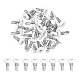 sourcing map 30Pcs M5x16mm White Hex Washer Head Self Tapping Screws, 410 Stainless Steel Self Drilling Screw for Metal Sheet Metal Screw, Silver
