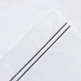 Pointehaven 300 TC Percale 100% Long Staple Cotton Double Satin Stitch Pillowcases Pair Standard White-Charcoal