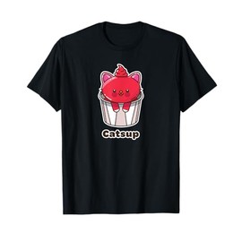 Kawaii Cat Catsup Ketchup Cute Fun Japanese Food Pun Gift T-Shirt for Men Women Kids