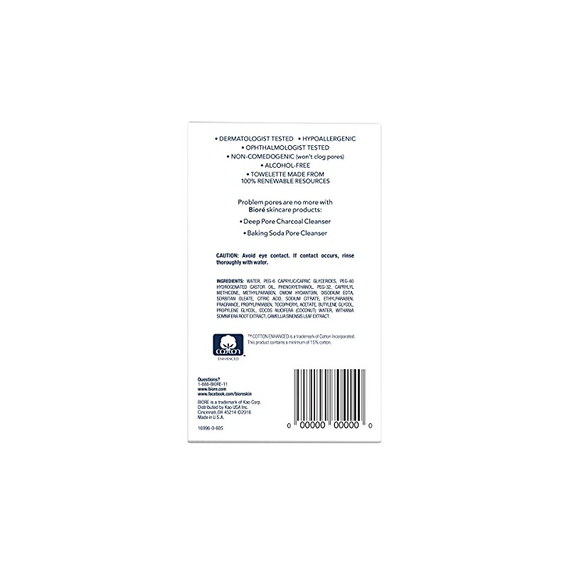 Biore Daily Deep Pore Cleansing Cloth, 60 Count
