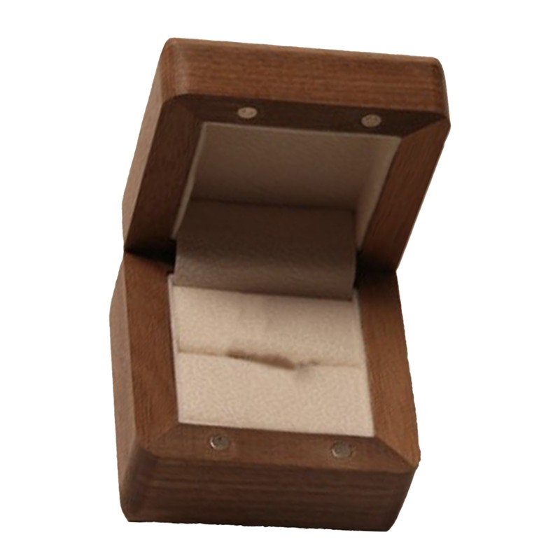 Wooden Ring Box Retro Elegant Square Engagement Ring Box with