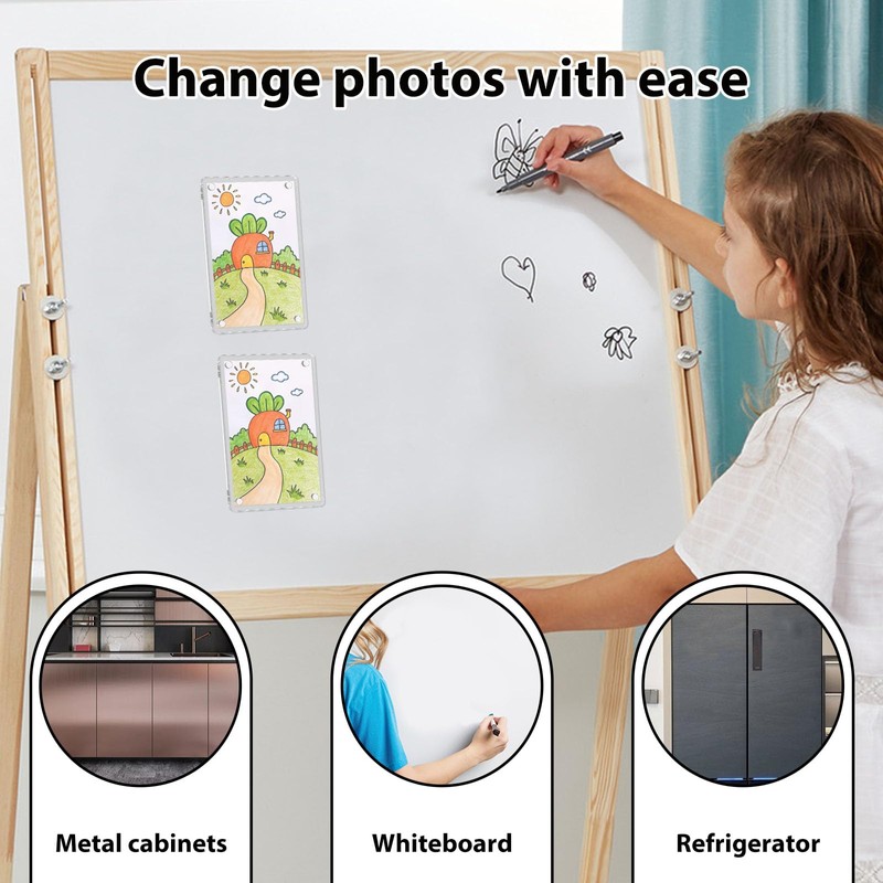 DJAPWPX-10 Pack Acrylic Fridge Magnetic Frame, Clear Fridge Magnetic Photo