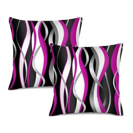 Oblivix Purple Black Throw Pillow Covers 18"X18" Set of 2 Black Purple and White Geometric Striped Pillow Cases Modern Art Decorative Throw Pillowcases for Sofa Couch Chair