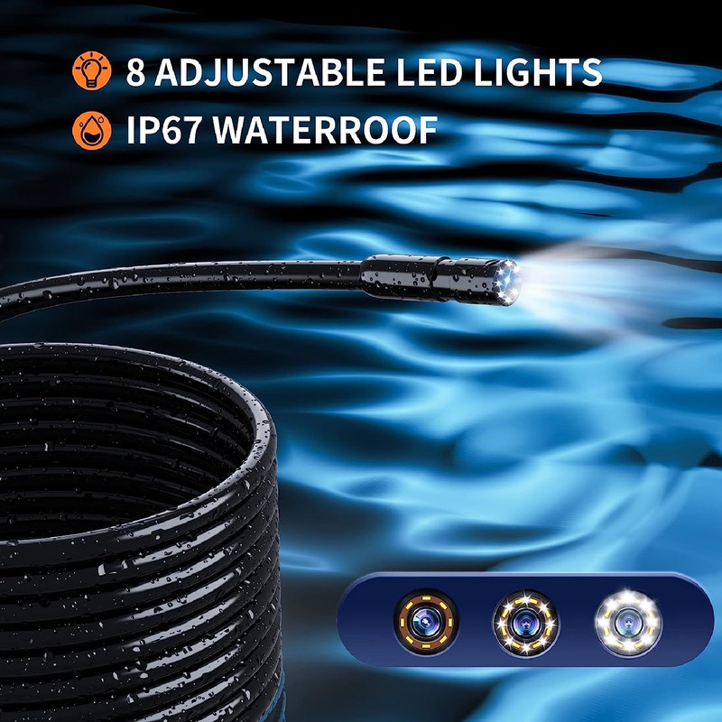 Endoscope Camera with Light IP67 Waterproof 1080P HD Sewer Inspection