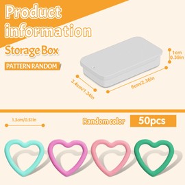 Jmuiiu Heart-Shaped Metal Stitch Markers, 50Pcs Metal Colorful Crochet Stitch Markers for Crocheting Clothing Tag DIY Craft Project with Storage Box