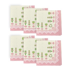 Horaldaily Valentine Cloth Napkins 18 x 18 Inch, Pink White Lace Party Dinner Decoration Washable Napkins Set of 6