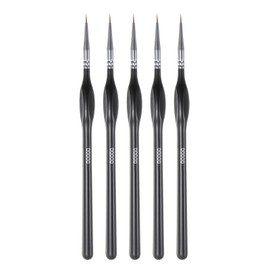 HARFINGTON 5pcs Detail Paint Brushes 6mm Pointed Tip 180mm Length Nylon Hair Miniature Painting Brush for Watercolor Oil Acrylic Painting(00000#), Black