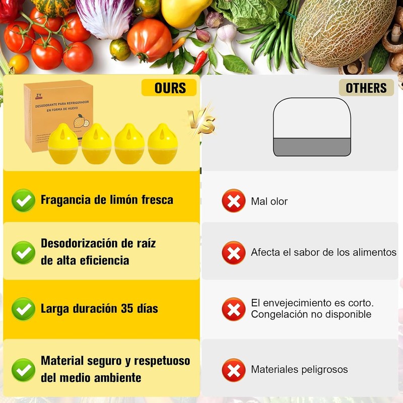 Desodorizante para Nevera 4 Unidades Sabor Limón Eliminador de Olores