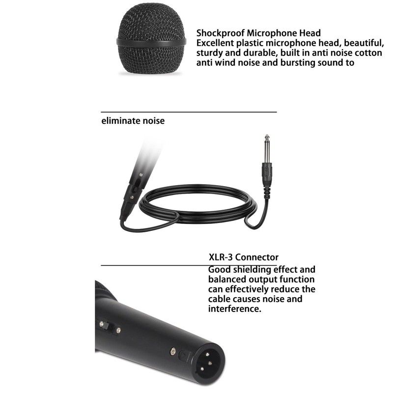 Handheld Wired Microphone Dynamic Cardioid Wired Vocal Microphone for Home