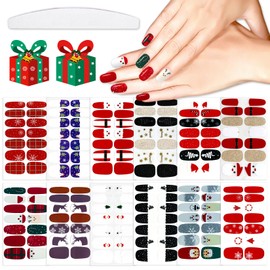 YECIRALA 12 Sheets Christmas Nail Polish Stickers Full Wraps for Nails Art Stickers Nail Polish Strips DIY Self-Adhesive Nail Art Decals Santa Claus Christmas Tree Snowflake Pattern Gel Nail Strips