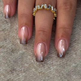 Press On Nails Coffin Fake Nails French Gradient Nails Fake Nails With Designs Acrylic Nails Artificial Nails Presson Nails For Women 24Pcs