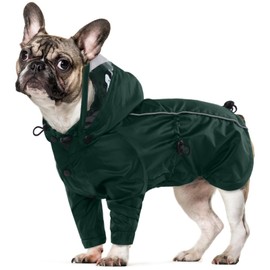 Dog Raincoat, Waterproof Dog Coat with Hood, Raincoat, Small Dog Waterproof Rain Cape, Dog Small (Army Green, S)
