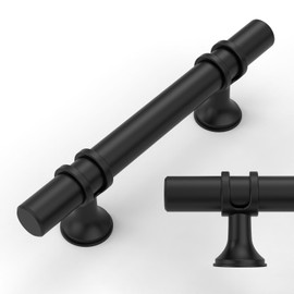 Amerdeco 10 Pack Matte Black Cabinet Pulls 3 Inch(76MM) Hole Centers Kitchen Cabinet Handles Cabinets Hardware Drawer Pulls ZH0058