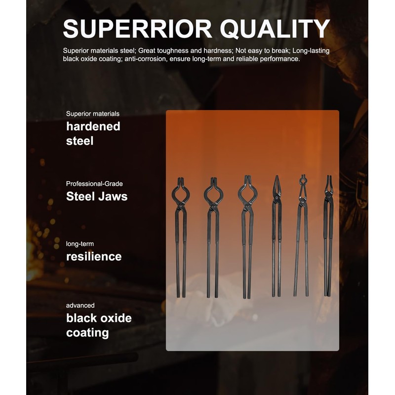 Beginner blacksmith tongs Blacksmith Forge Tong Tools Set Includes 1/4