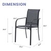 VICLLAX Patio Stackable Dining Chairs Set for 4, Outdoor Metal