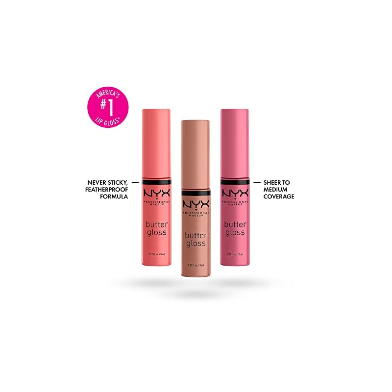 NYX PROFESSIONAL MAKEUP Butter Lip Gloss, 3 Colors, Angel Food
