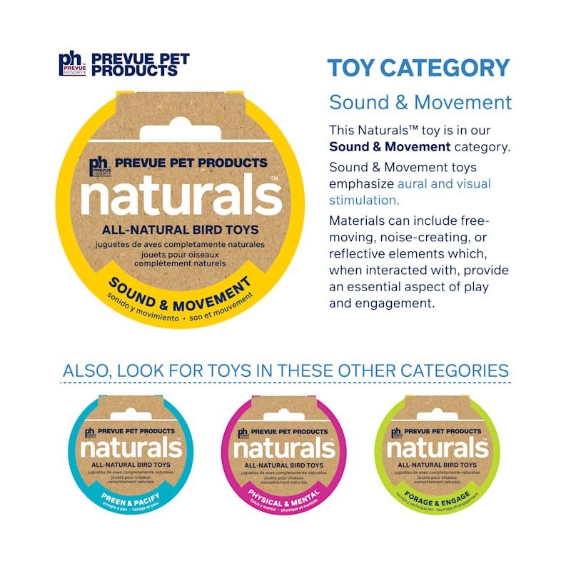 Pervue Pet Products Naturals Sound & Movement Crown Bird Toy,4"