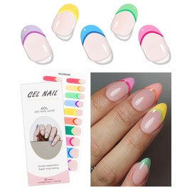 JMEOWIO Nagelfolie Bunte French Tip Gel Nail Nagelfolien Selbstklebend Nagelsticker Uv Härtend Dekoration Nageldesign Zubehör