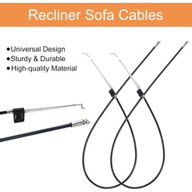 2PCS Universal Recliner Cable Replacement - Sofa Couch Recliner Pull Cable 37inch, 5mm Cable Barrel End S-Shaped Hook Exposed Cable
