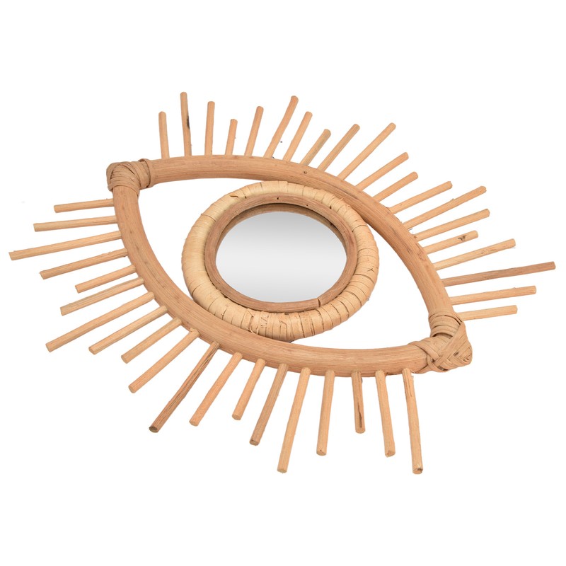 Nordic Makeup Mirror Rattan Woven Eye Shape Wall Hanging Mirror