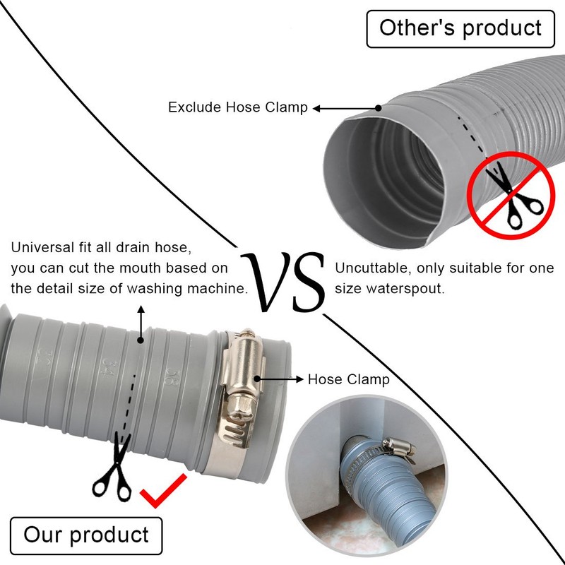sourcingmap PVC Washing Machine Drain Hose Extension Kit, Universal Fit