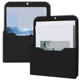 thirei 2 Pieces Magnetic Paper Holder Document Holder, A4 Papers, Magnetic File Holder, Office Supplies, Storage, Letter Holder, Organiser, for Whiteboards, Fridge, Black