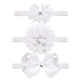 Yueshop 3pcs/Set Baby Kids Girls Bowknot Headband Toddler Elastic Hair Band Headwear Bow for Newborn Infant Toddlers (White)