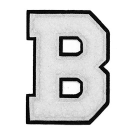 Letter B - 2-1/2" Chenille Stitch Varsity Iron-On Patch by pc, TR-12154 (White)